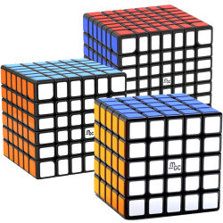 YJ MGC 5x5, 6x6, 7x7 Magnetic Bundle Black - 3 Magic Cubes