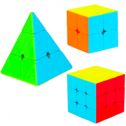 QiYi 2x2, 3x3, Pyraminx Stickerless Bundle